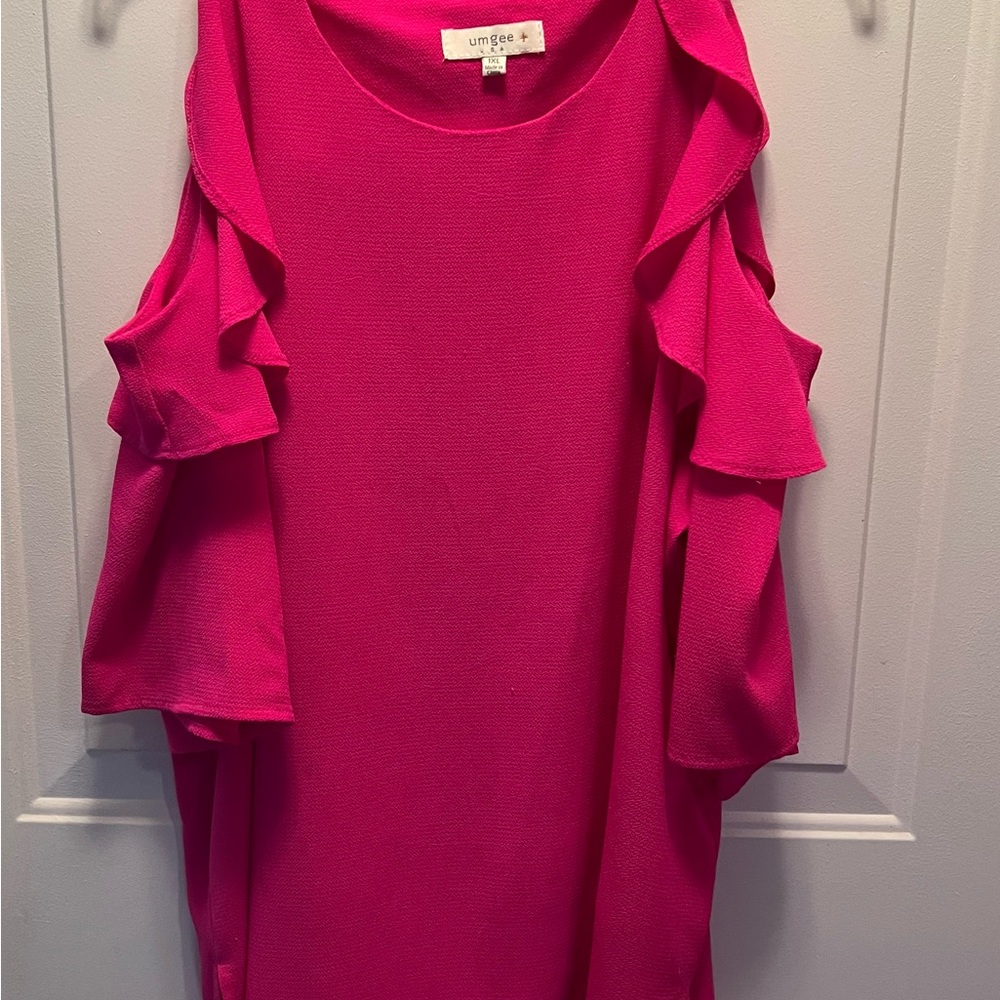 Umgee Women's Pink Cold Shoulder Sleeve Top